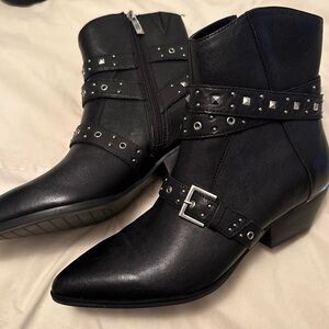 Kennith Cole Cheyenne Black Studded Ankle Boots